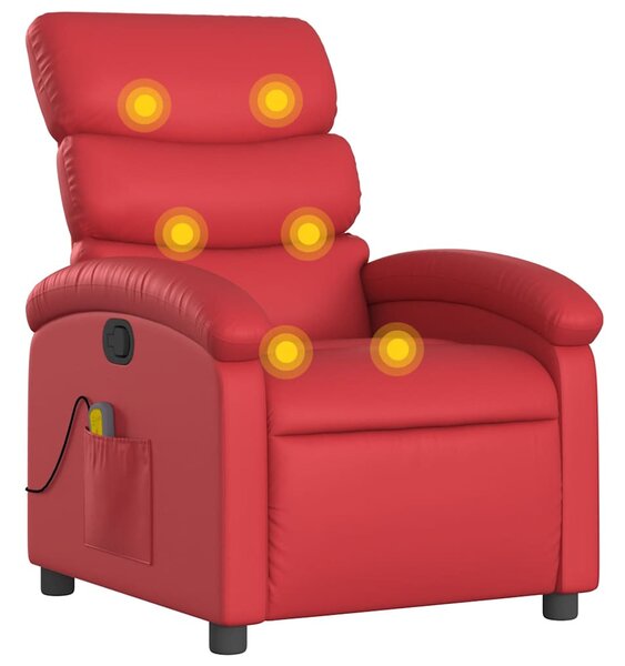 Piros műbőr dönthető masszázsfotel