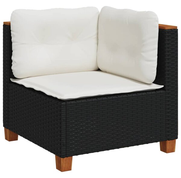 10 részes fekete polyrattan kerti ülőgarnitúra párnákkal