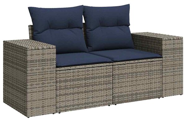 8 részes szürke polyrattan kerti ülőgarnitúra párnákkal