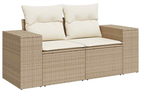 9 részes bézs polyrattan kerti ülőgarnitúra párnákkal