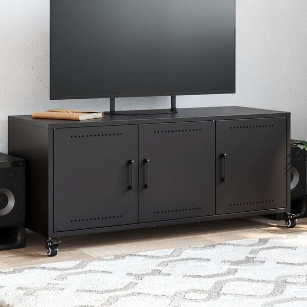 Fekete acél TV-szekrény 100,5 x 39 x 43,5 cm