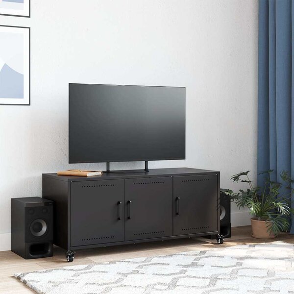 Fekete acél TV-szekrény 100,5 x 39 x 43,5 cm