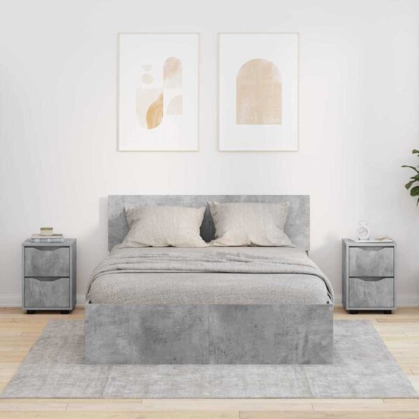 Éjjeliszekrények 2 db Beton Szürke 30,5 x 30 x 43 cm Szerelt Fa