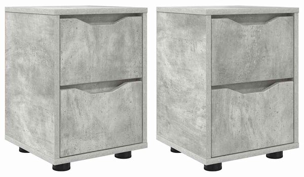 Éjjeliszekrények 2 db Beton Szürke 30,5 x 30 x 43 cm Szerelt Fa