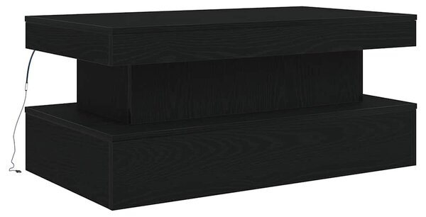 Fekete tölgy dohányzóasztal LED-lámpákkal 90x50x40 cm