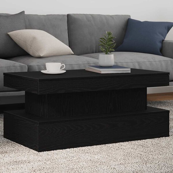 Fekete tölgy dohányzóasztal LED-lámpákkal 90x50x40 cm