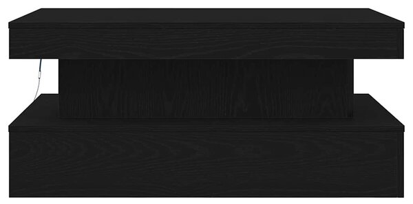 Fekete tölgy dohányzóasztal LED-lámpákkal 90x50x40 cm