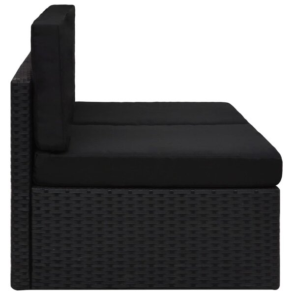 2 személyes fekete elemes polyrattan kanapé