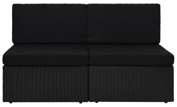 2 személyes fekete elemes polyrattan kanapé
