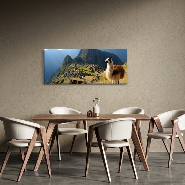Kép - Láma és Machu Picchu (120x50 cm)