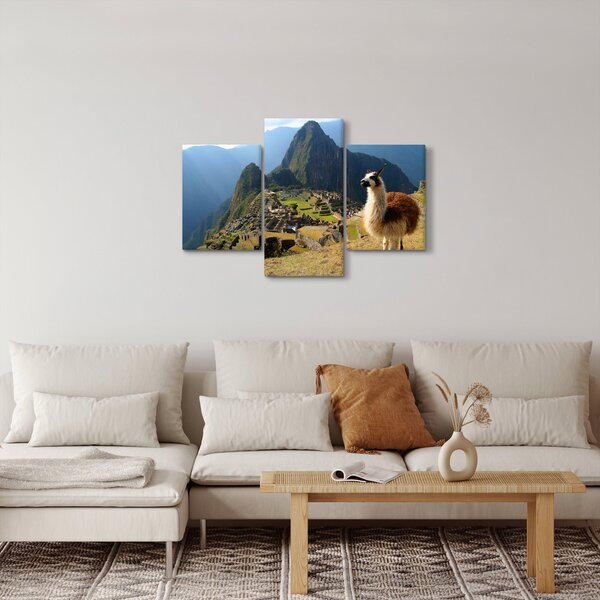 Kép - Láma és Machu Picchu (90x60 cm)