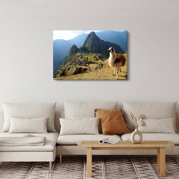 Kép - Láma és Machu Picchu (90x60 cm)