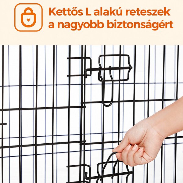 2 ajtós összecsukható ketrec 122 x 81 x 74 cm, XXL szállítóketrec, fekete