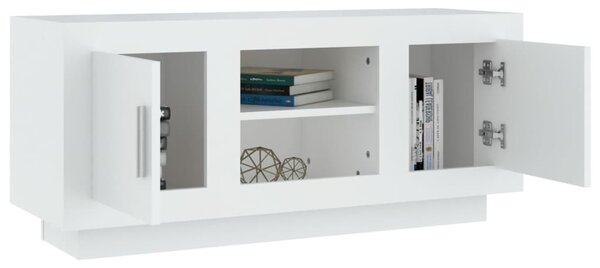 Fehér szerelt fa TV-szekrény 102 x 35 x 45 cm
