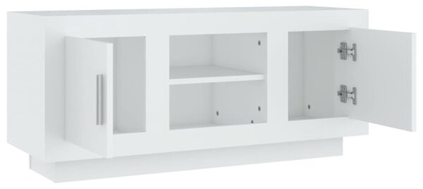 Fehér szerelt fa TV-szekrény 102 x 35 x 45 cm