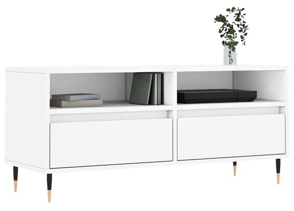 Fehér szerelt fa TV-szekrény 100x34,5x44,5 cm