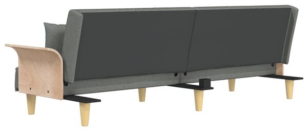 Sötétszürke szövet kanapéágy karfákkal