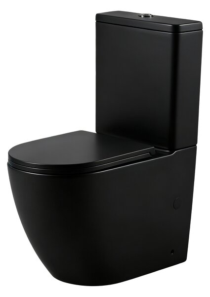 Erga Siena, kombinált WC-csésze 620x365x820 mm, perem nélküli + bidé funkció + WC-ülőke, matt fekete, ERG-V03-SIENA-RIM-BID-BK