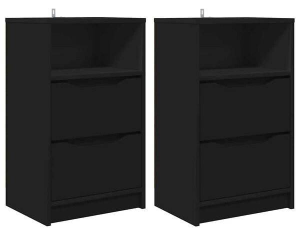 Éjjeliszekrények fiókkal 2 pcs Fekete 40 x 30 x 467 cm Faanyag