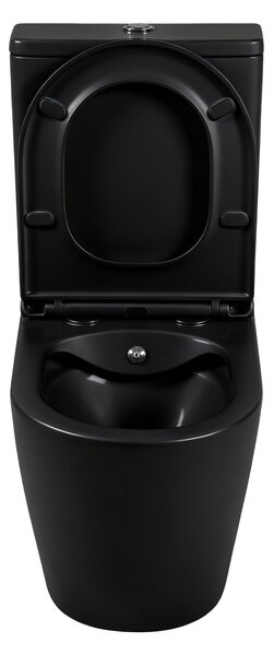 Erga Siena, kombinált WC-csésze 620x365x820 mm, perem nélküli + bidé funkció + WC-ülőke, matt fekete, ERG-V03-SIENA-RIM-BID-BK