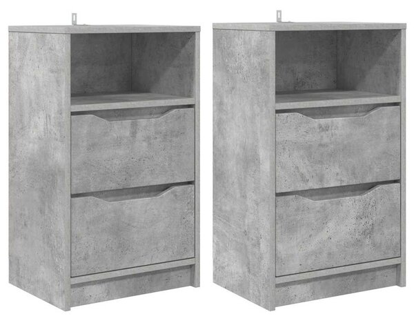Éjjeliszekrények 2 db Beton Szürke 40 x 30 x 467 cm Szerelt Fa
