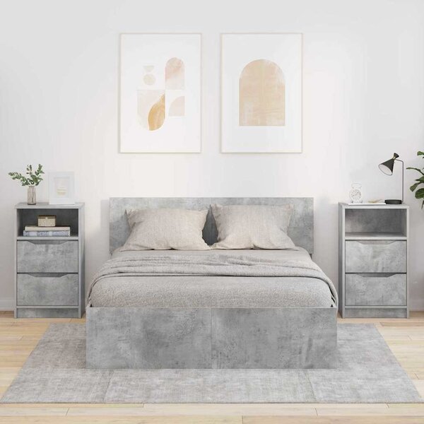Éjjeliszekrények 2 db Beton Szürke 40 x 30 x 467 cm Szerelt Fa