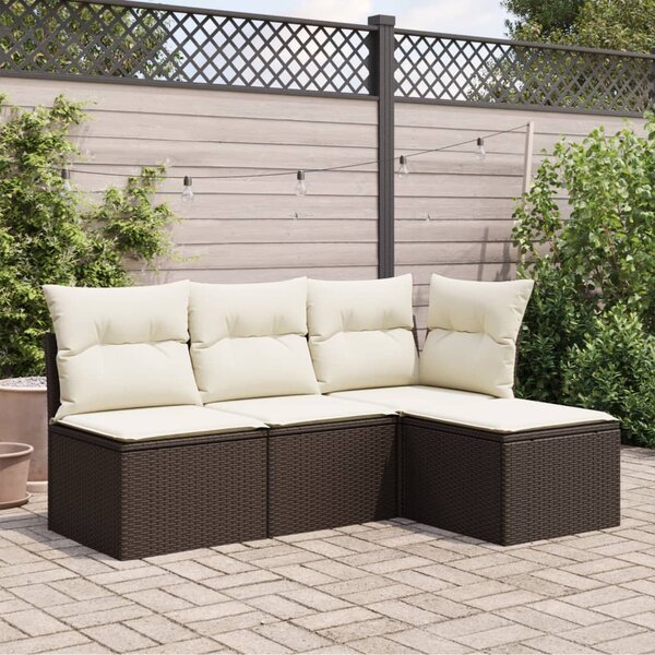 Barna polyrattan kerti szék párnával 55 x 55 x 37 cm