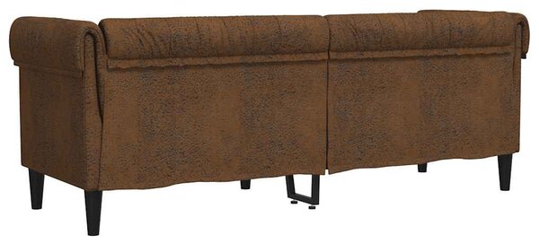 3 személyes barna szövet Chesterfield kanapé