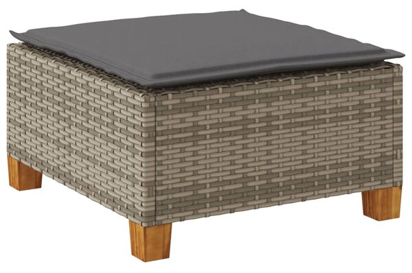 Szürke polyrattan kerti ülőke párnával 63,5 x 56 x 32 cm