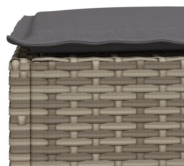 Szürke polyrattan kerti ülőke párnával 63,5 x 56 x 32 cm