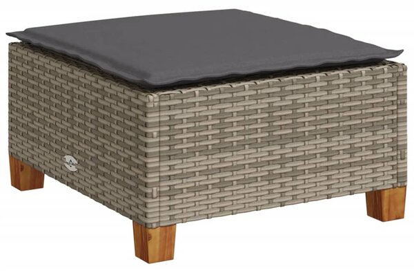 Szürke polyrattan kerti ülőke párnával 63,5 x 56 x 32 cm