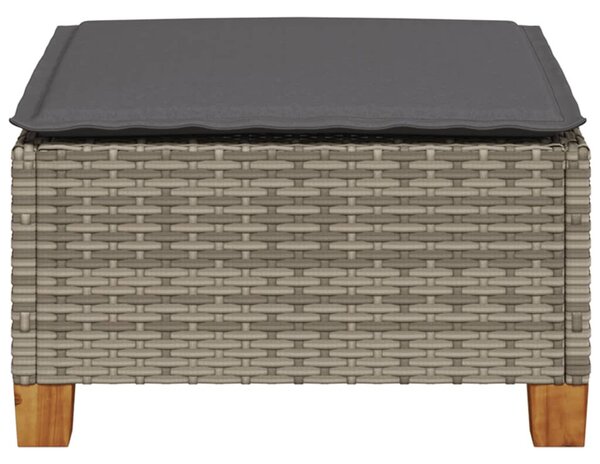 Szürke polyrattan kerti ülőke párnával 63,5 x 56 x 32 cm