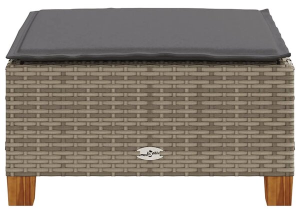 Szürke polyrattan kerti ülőke párnával 63,5 x 56 x 32 cm