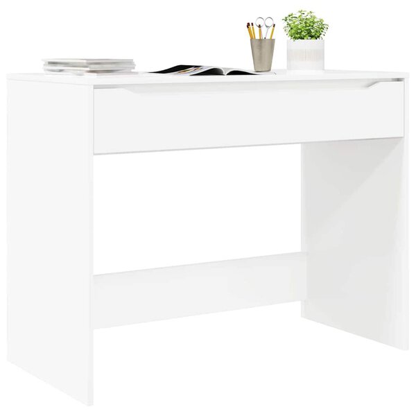 Asztal fiókkal Magas Fényű Fehér 100 x 50 x 78 cm Faanyag
