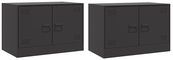 2 db fekete acél TV-szekrény 67 x 39 x 44 cm