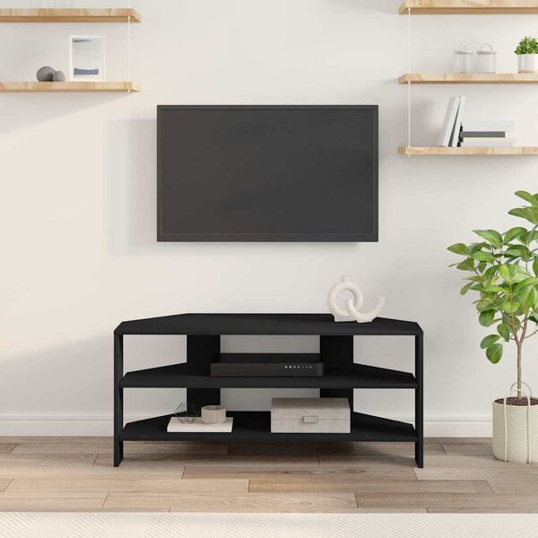 SarokTVSzekrény Fekete 102x40,5x45cm Faanyag