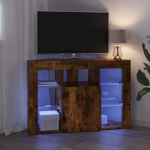 Sarok LED TV szekrény 100x40x68cm Füstölt tölgy Szerelt Fa