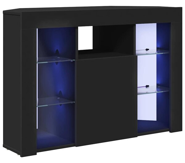 Sarok LED TV szekrény 100x40x68cm Fekete Szerelt Fa