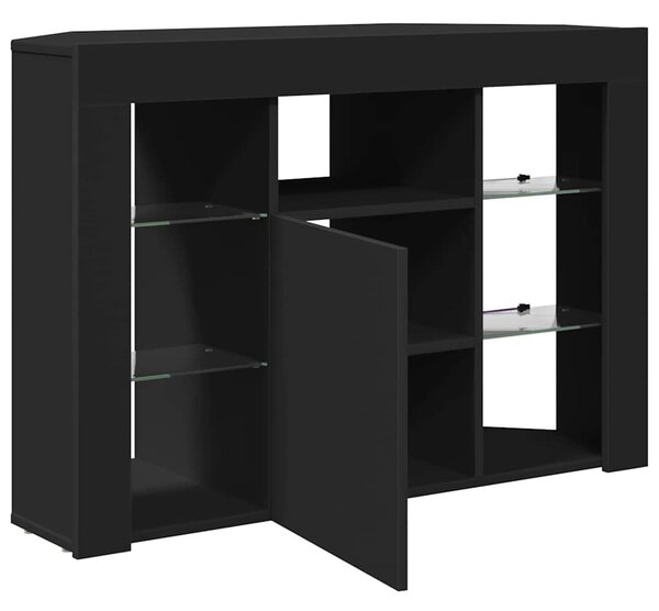 Sarok LED TV szekrény 100x40x68cm Fekete Szerelt Fa