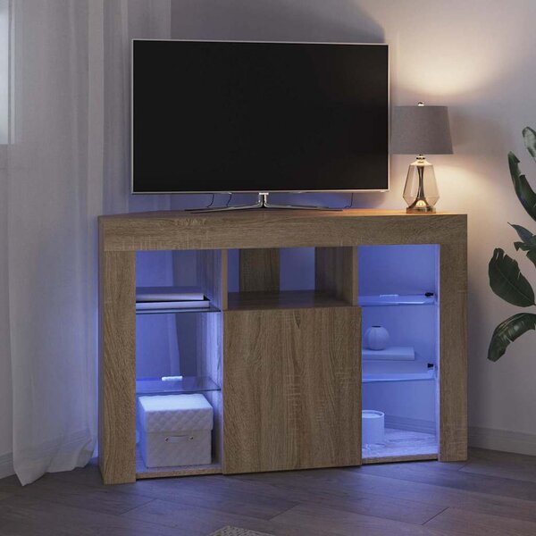 Sarok LED TV szekrény 100x40x68cm Sonoma tölgy Szerelt Fa