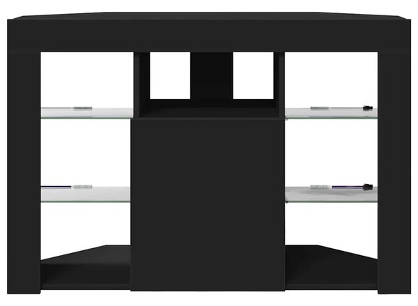 Sarok LED TV szekrény 100x40x68cm Fekete Szerelt Fa