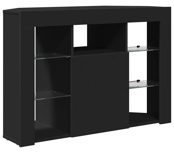 Sarok LED TV szekrény 100x40x68cm Fekete Szerelt Fa
