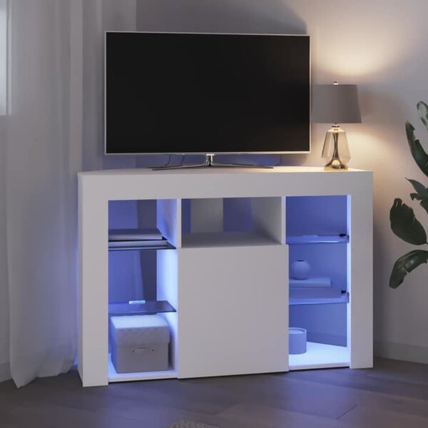 Sarok LED TV szekrény 100x40x68cm Fehér Szerelt Fa
