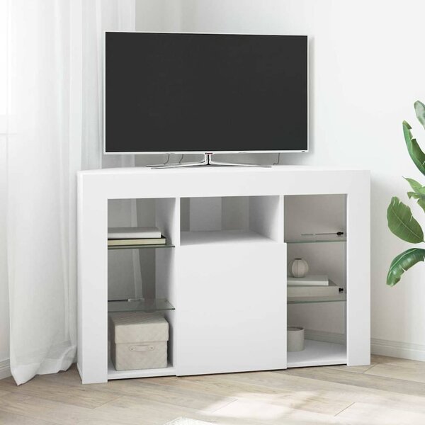 Sarok LED TV szekrény 100x40x68cm Fehér Szerelt Fa