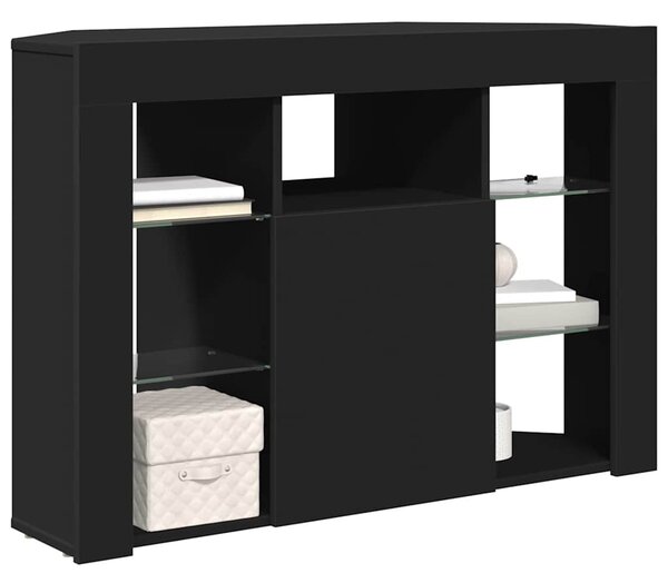 Sarok LED TV szekrény 100x40x68cm Fekete Szerelt Fa