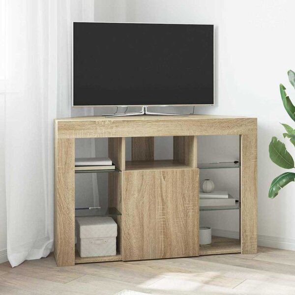 Sarok LED TV szekrény 100x40x68cm Sonoma tölgy Szerelt Fa