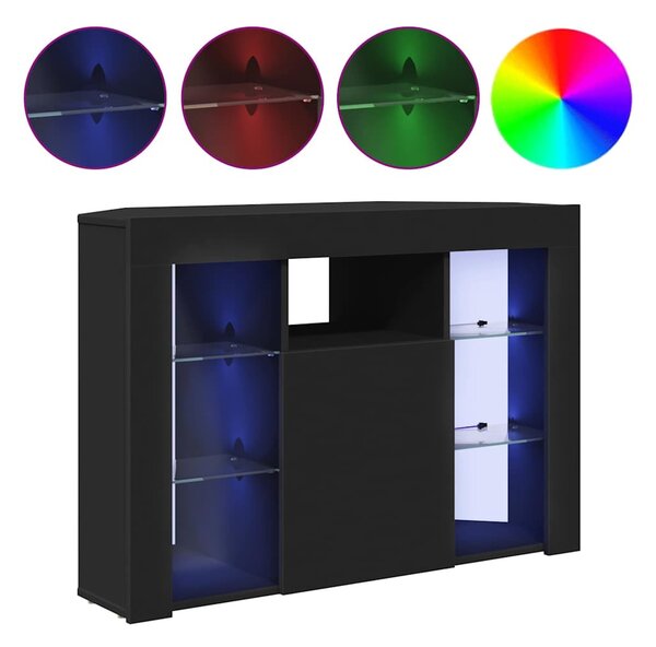 Sarok LED TV szekrény 100x40x68cm Fekete Szerelt Fa