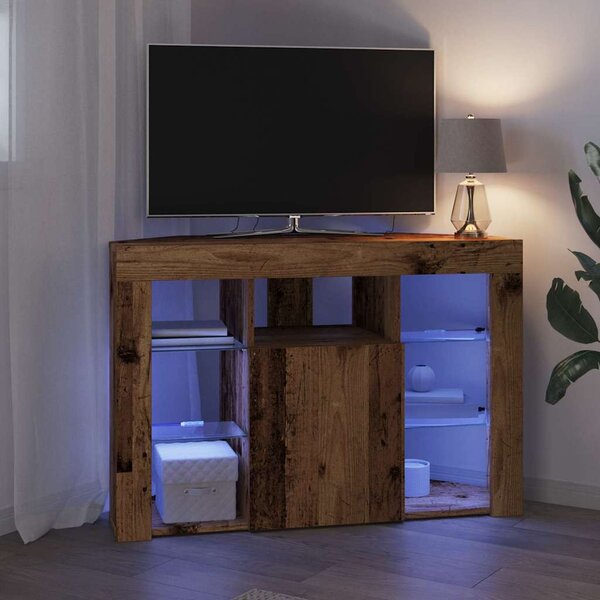 Sarok LED TV szekrény 100x40x68cm Öreg fa Szerelt Fa