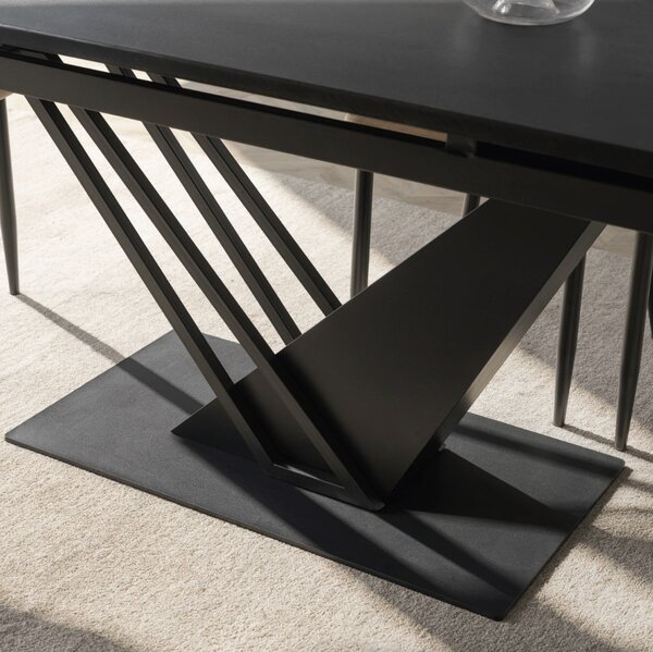 JAKS Bővíthető étkezőasztal fekete márványhatású MDF-lappal 160–220 cm REX