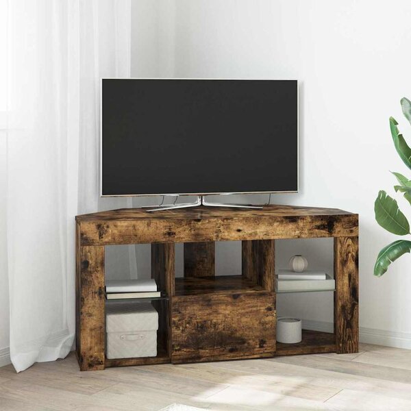 Sarok LED TV szekrény 100 x 40 x 50 cm Füstölt tölgy Szerelt Fa